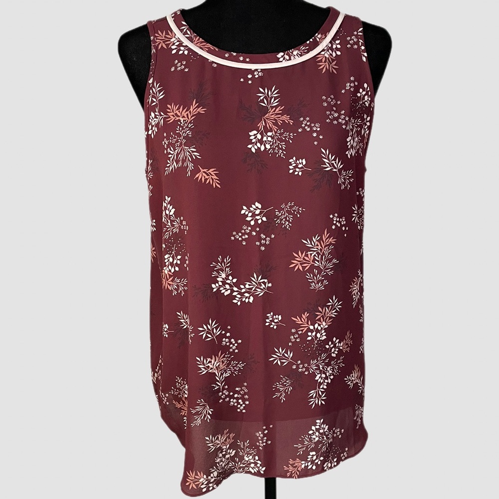 LOFT Outlet Burgundy Floral Tie-Back Tank/Cami Size M